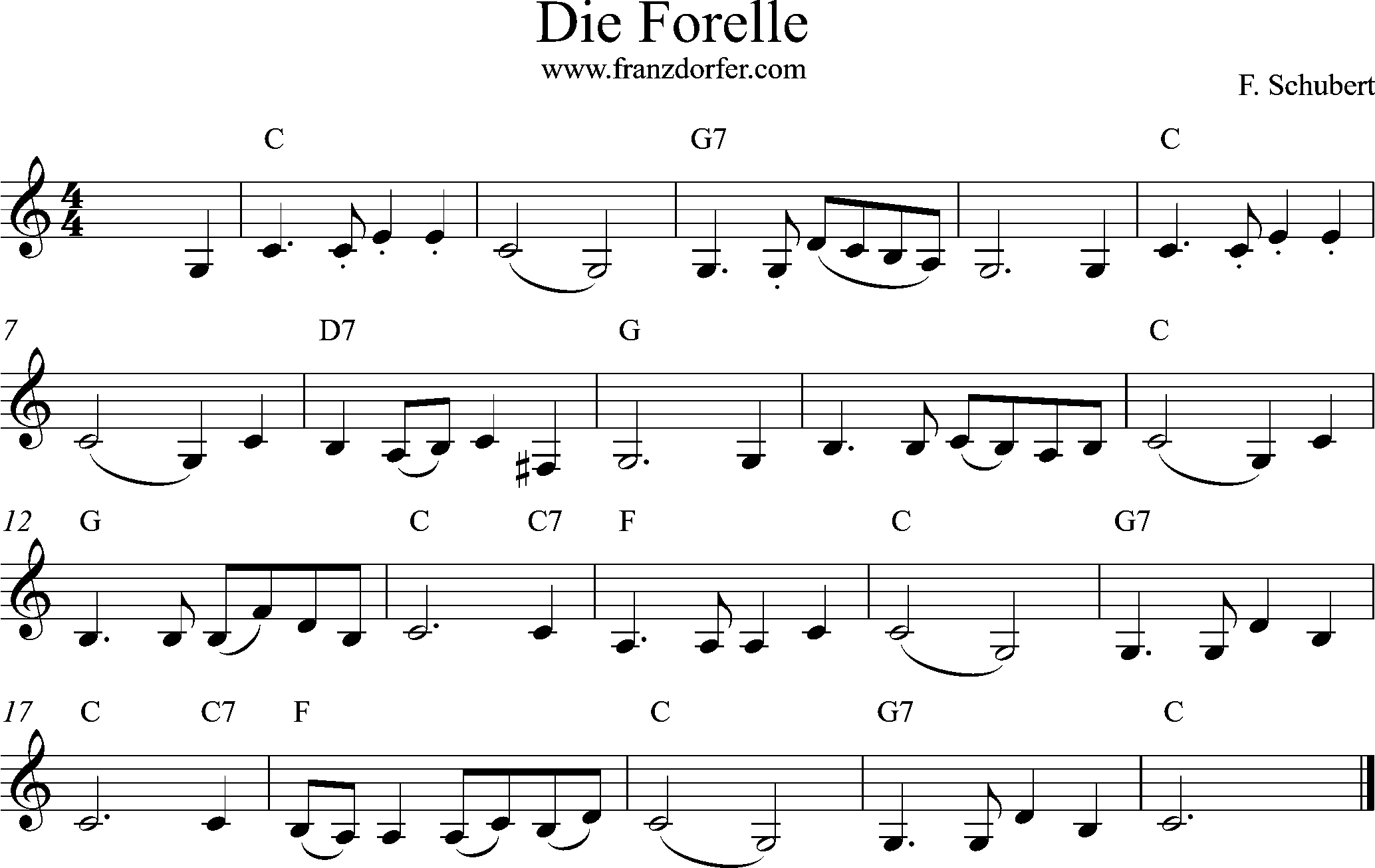 Die Forelle, Klarinette tief C-Dur